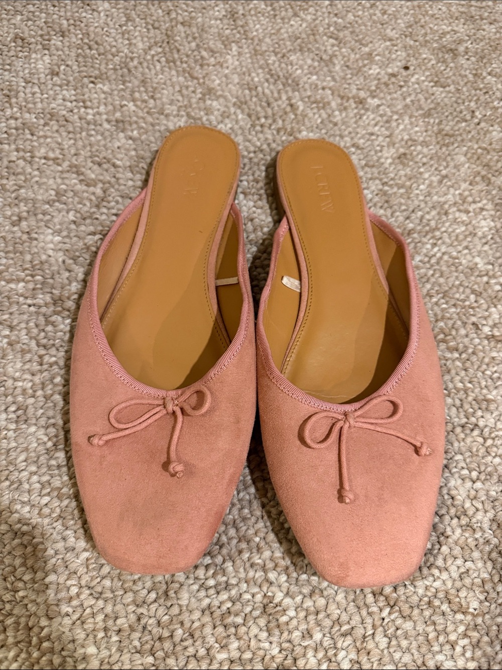 J. Crew Rose Suede Bow Slip-On Mules